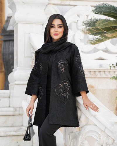 مانتو مخمل برگی پولک دوزی شده