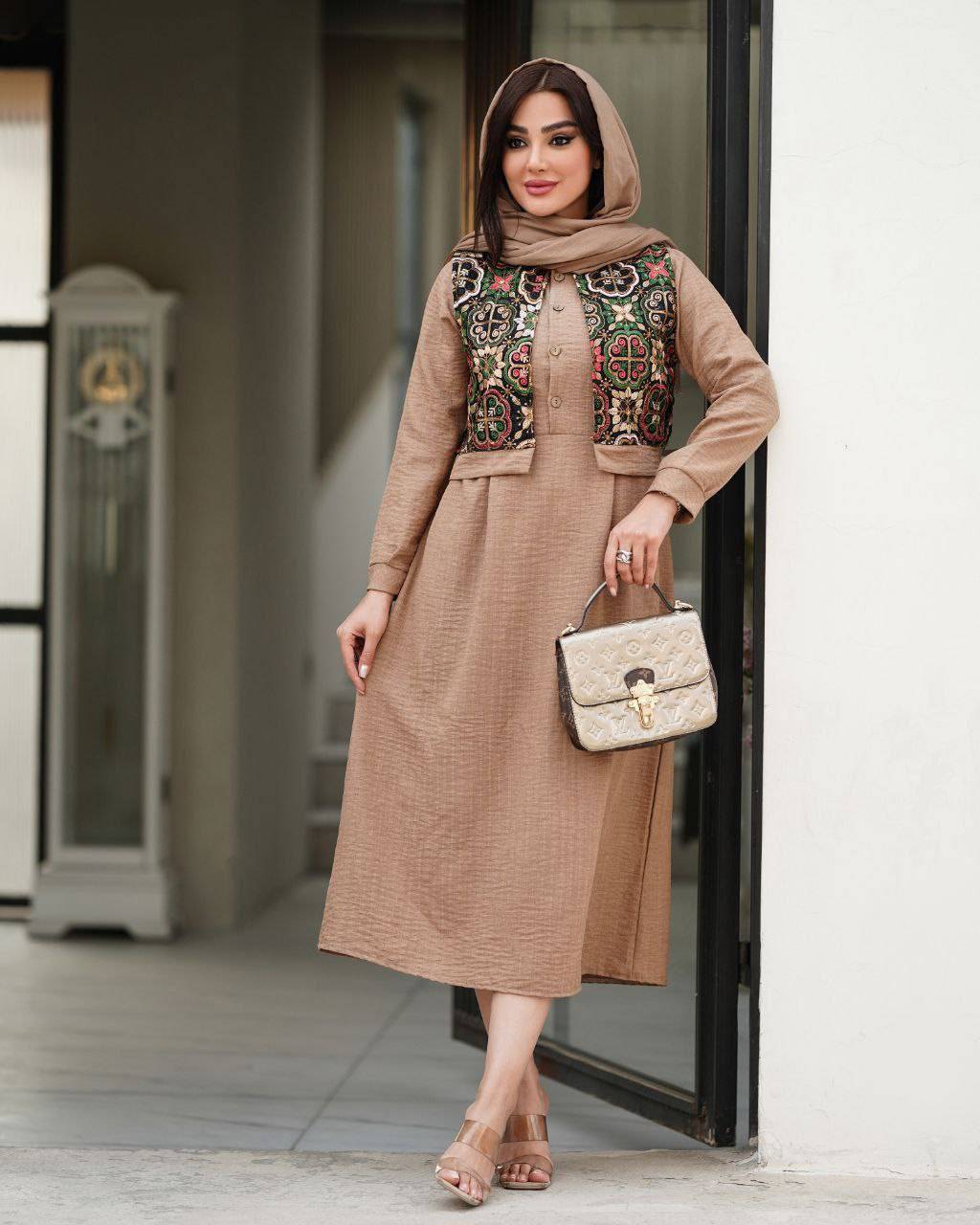 ست پیراهن و جلیقه ماهلین شیک و زیبا❤️✅99967پرفازبرند