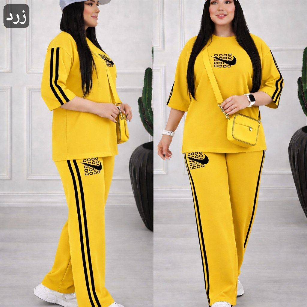 ست تیشرت و شلوار هولگاس تک رنگ زرد😍✅9920شایسته