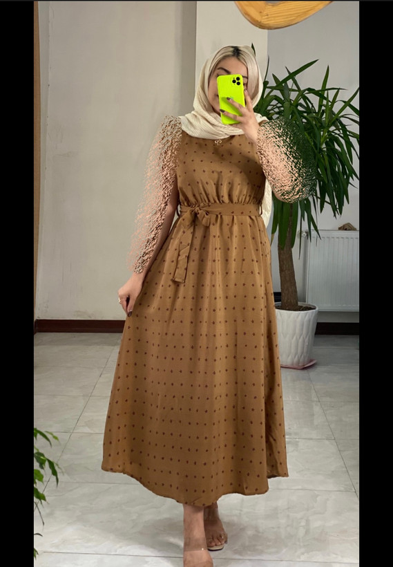 ساحلی حریر بدون آستین ستاره😍جنس حریر چایی باکیفیت ۱۴۷ آرشید