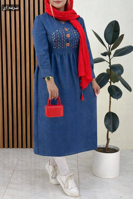 پیراهن یقه گلدوزی نسیم در رنگ بندی عالی ✅❤️ 10132شایسته