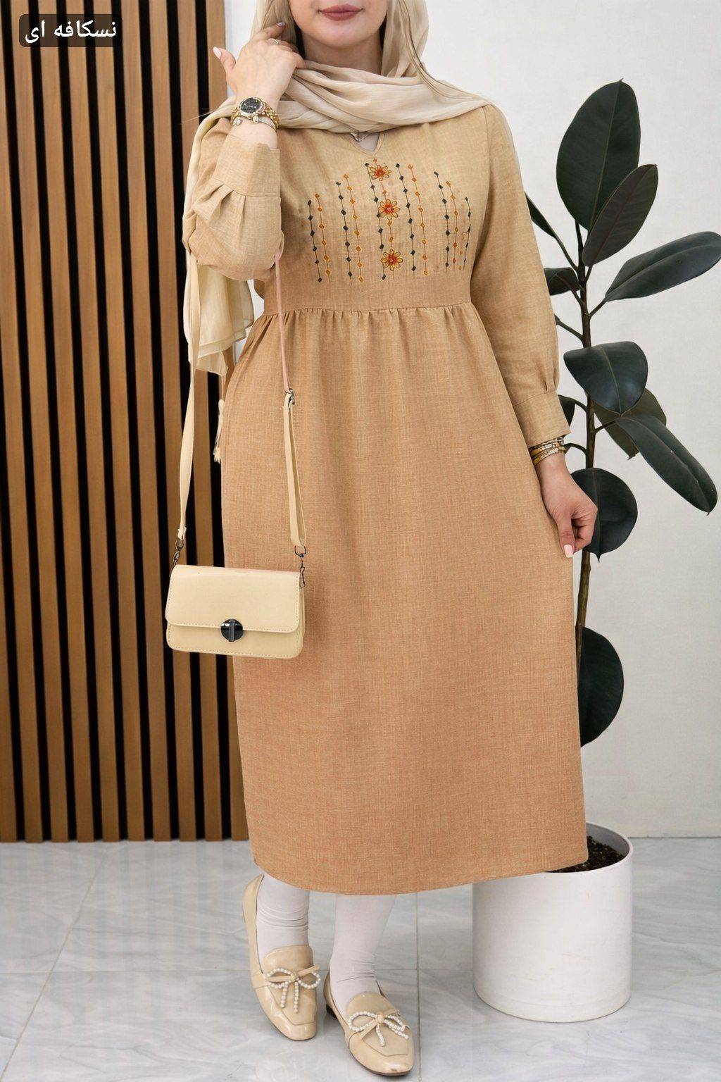 پیراهن یقه گلدوزی نسیم در رنگ بندی عالی ✅❤️ 10132شایسته