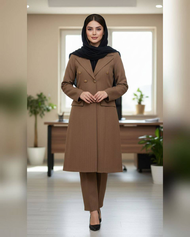 ست مانتو شلوار اداری با کیفیت عالی 😍🔥کد #کتان ساریگل
