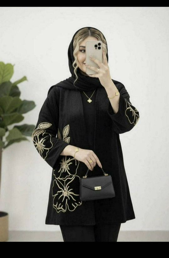 مانتو نوژین جنس شنل با گلدوزی بسیار شیک کد987ترند✨😍🎀
