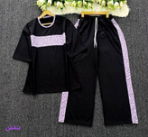 ست تیشرت و شلوار نوار پلنگی تک رنگ کرم کد 75905 تارا