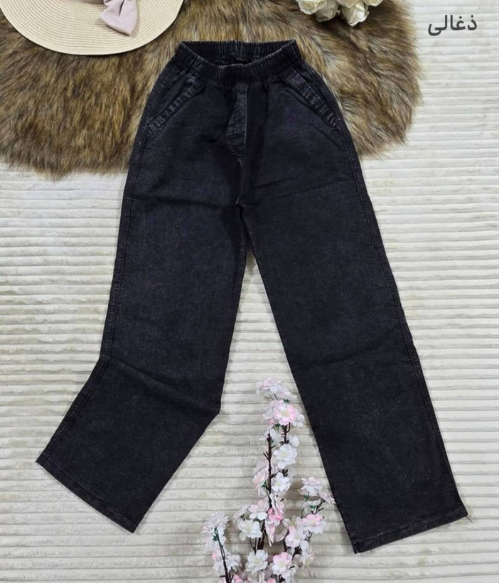 شلوار بگ جین کاغذی تک رنگ زیبا کد 75899 تارا