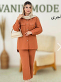 ست مانتو شلوار لنین جلو جیب زیبا و شیک 😍✅9993گیسو