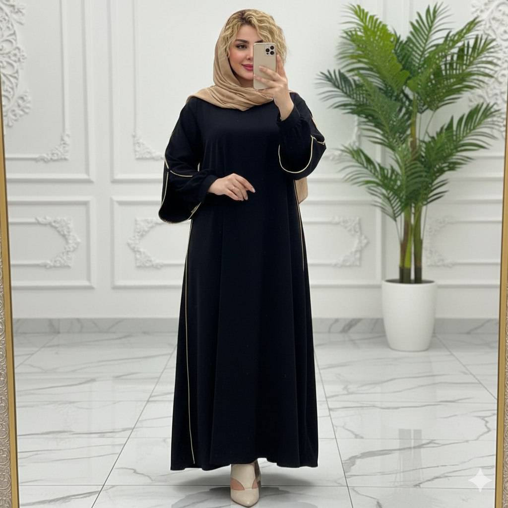 عبای مشکی الیزه با کیفیت 7654 گیسو