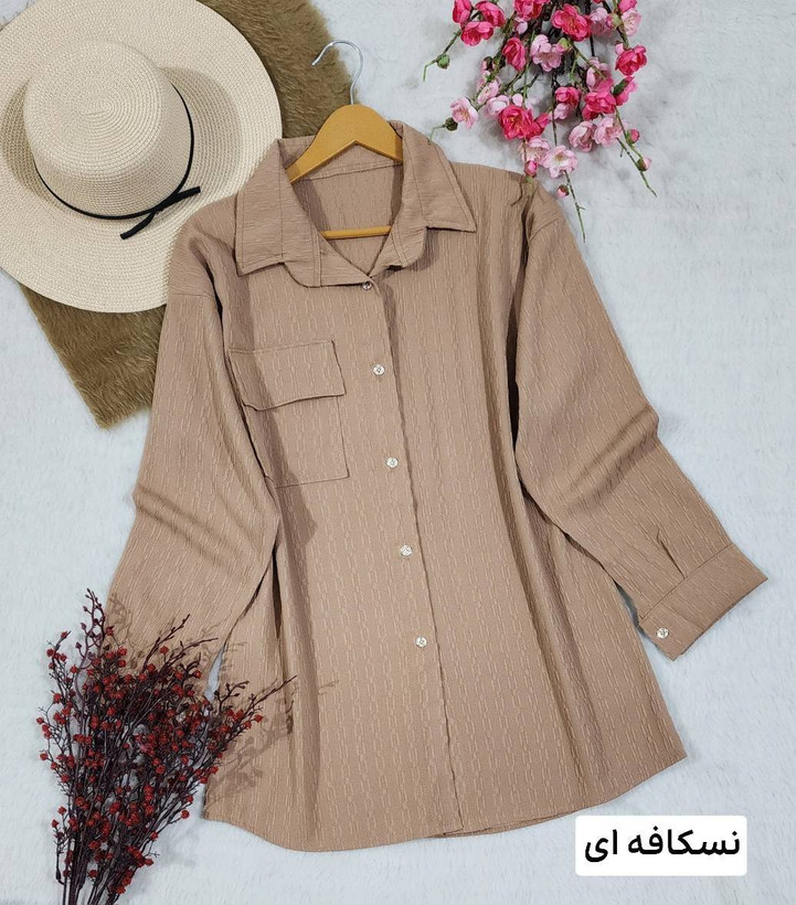 شومیز مانتویی تک جیب آیناز شیک و زیبا😍✅ساتین