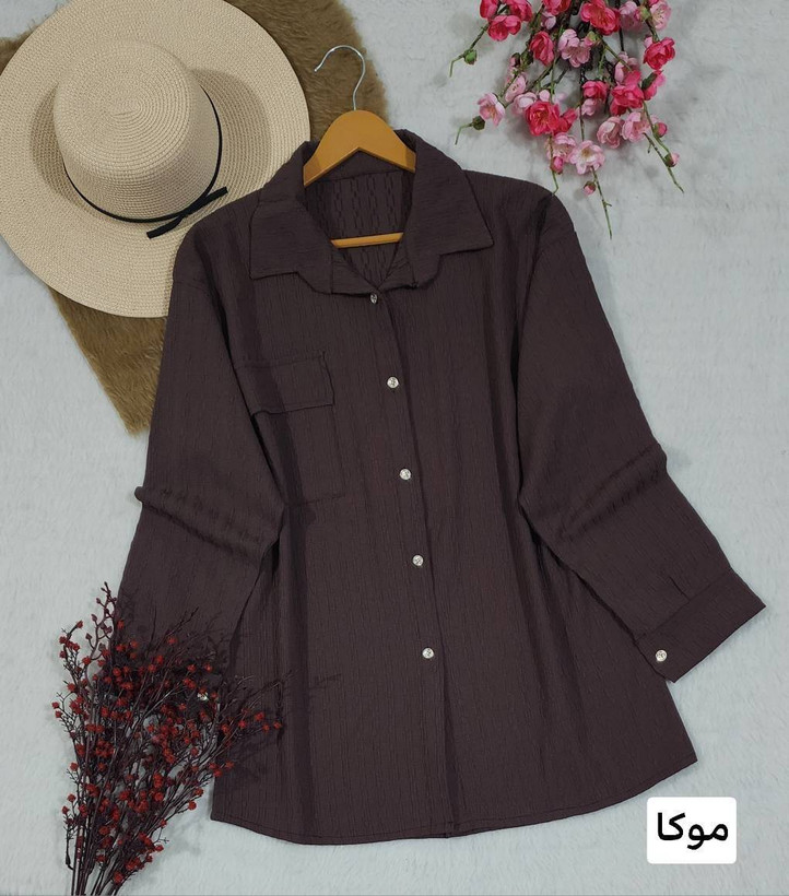 شومیز مانتویی تک جیب آیناز شیک و زیبا😍✅ساتین