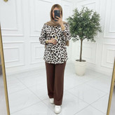 شومیز مانتویی پلنگی زیبا و ترند 😍✅ 101625ساتین
