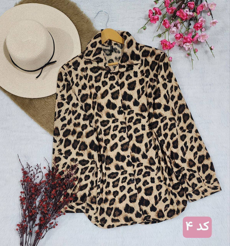 شومیز مانتویی پلنگی زیبا و ترند 😍✅ 101625ساتین