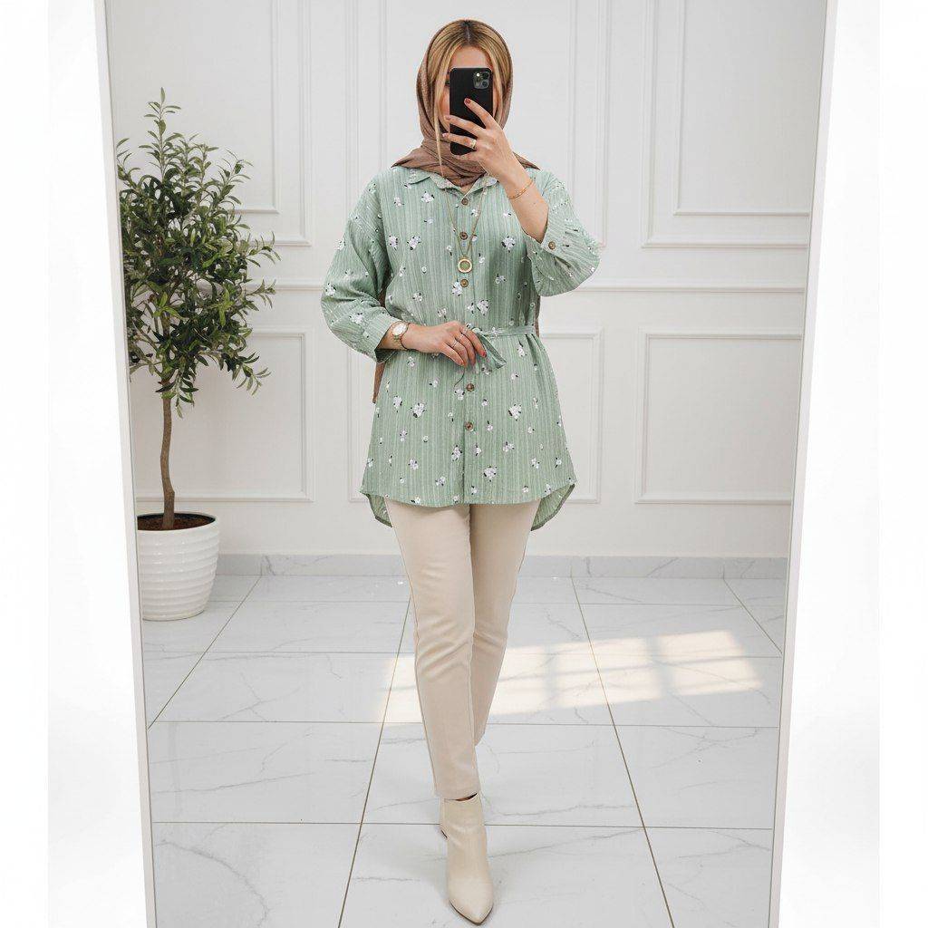 شومیز مانتویی گل گچی زیبا و شیک ❤️😍ساتین
