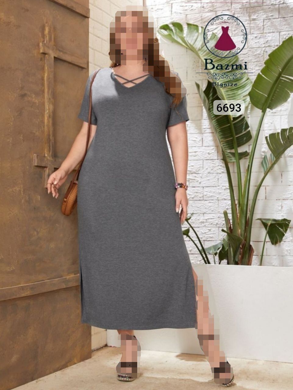 پیراهن لانگ آستین کوتاه 🛍💯🎀سایز بزرگ ۶۶۹۳ بزمی