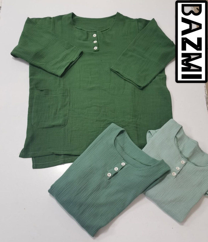 مانتو کوتاه جلو سه دکمه سایز بزرگ ارسال ۴تا ۵ روزکاری بعد از ثبت ۵۵۱۱ بزمی🛍💯