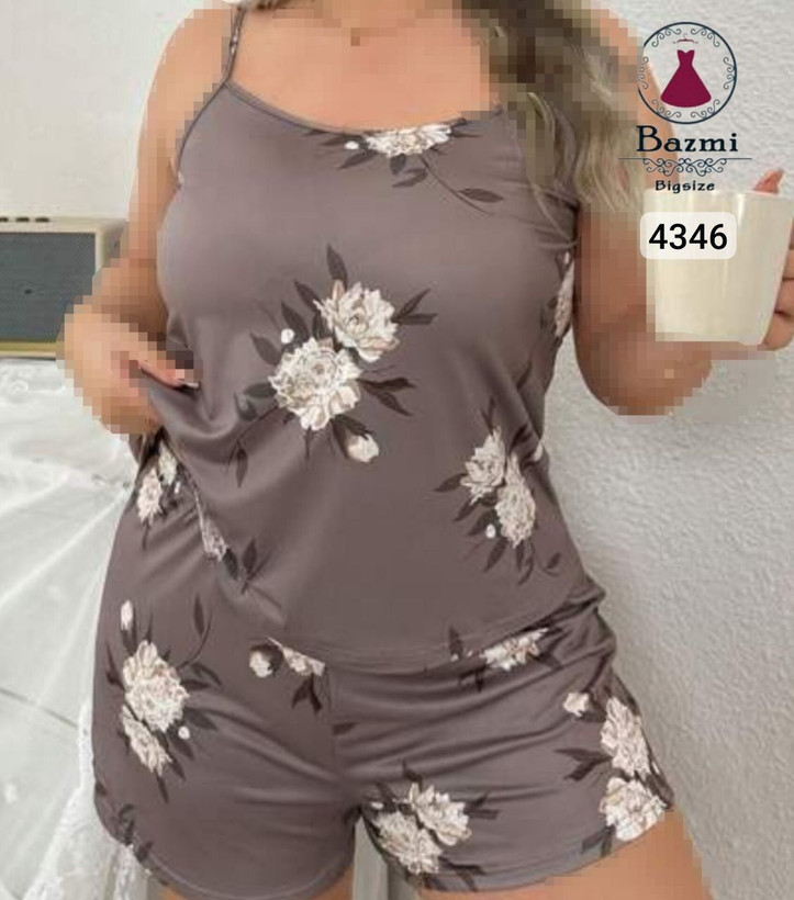 ست تاپ شورتک سایزبزرگ ۴۳۴۶ بزمی💯🎀🛍