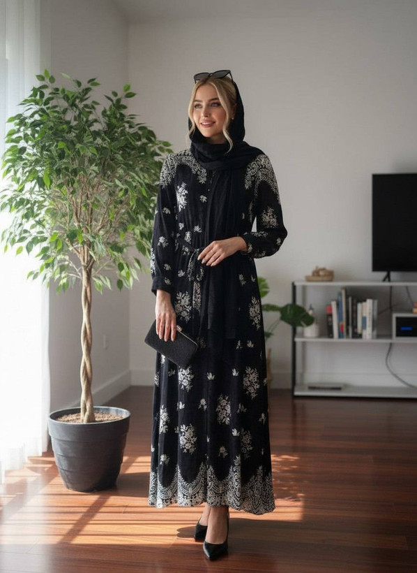 پیراهن یقه چین دار پتینه ای زیبا وشیک تنخور عالی در رنگبندی زیبا