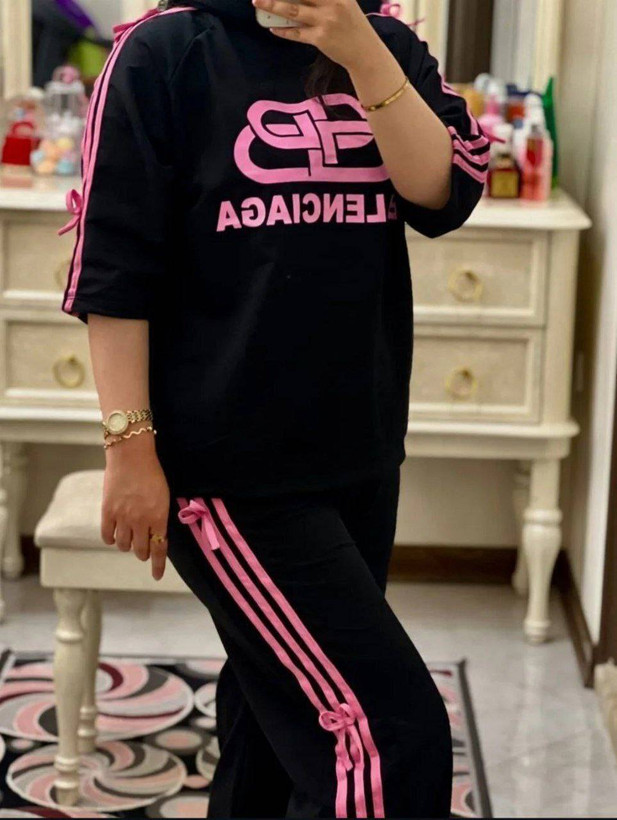 ست تیشرت و شلوار بالنسیاگا پاپیونی زیبا و دلبرر😍✅11936الیشکا