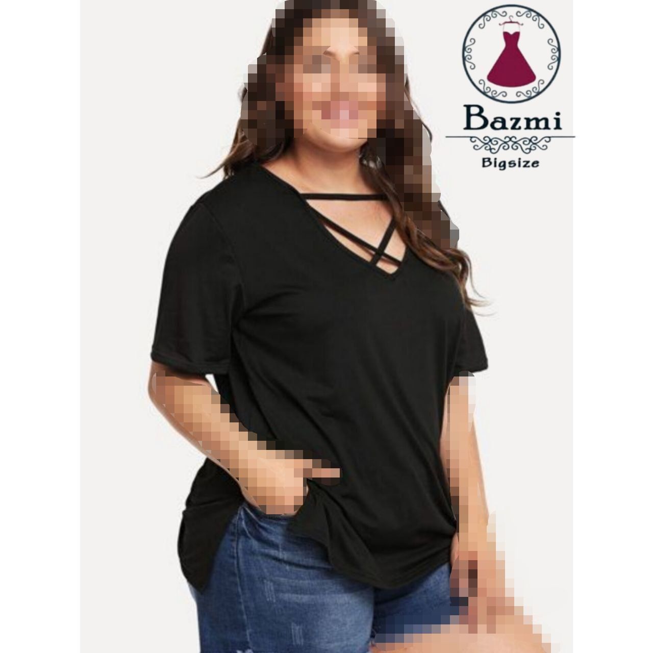 بلوز یقه ضبدری سایز بزرگ ۴۴۲۹ بزمی 🛍💯🎀🍒