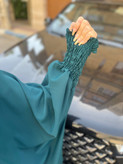 مانتو عبایی طیلا در رنگ بندی جنس کرپ ندا اماراتی با کیفیت عالی کد 4104 آمیگ