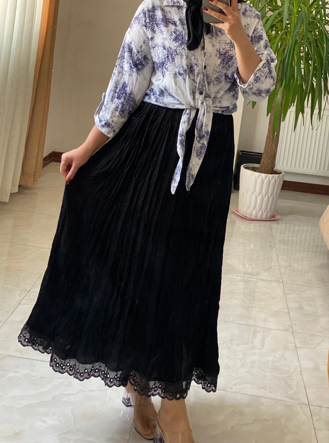دامن قواره دار چروک کمند 🛍💞💯۱۷۱ آرشیدا
