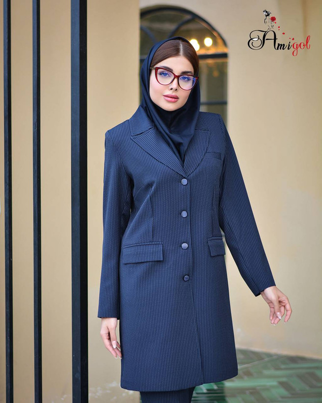 ست مانتو و شلوار اداری آستردار روژان با کیفیت عالی در رنگ بندی کد 4445 امیگ