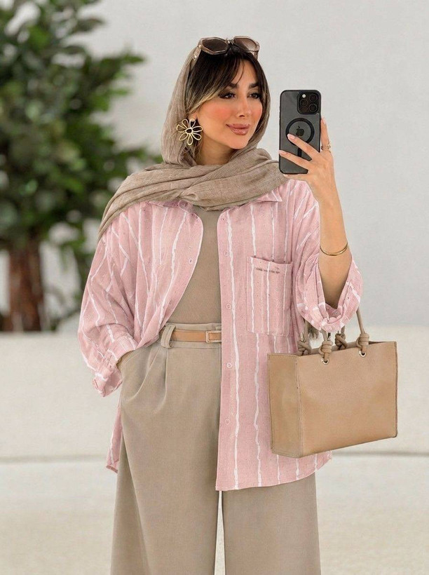مانتو راه راه نفیس شیک و راحت کیفیت تضمینی ✅❤️😍13368سارین