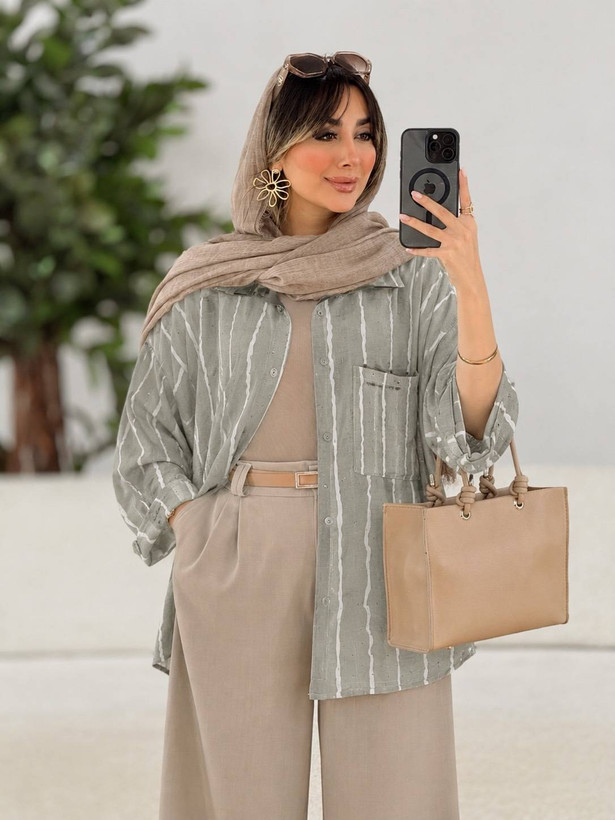 مانتو راه راه نفیس شیک و راحت کیفیت تضمینی ✅❤️😍13368سارین