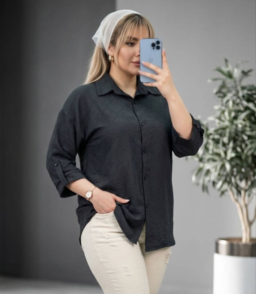 شومیز نگین دار شیک و زیبا✅😍13735گیسو