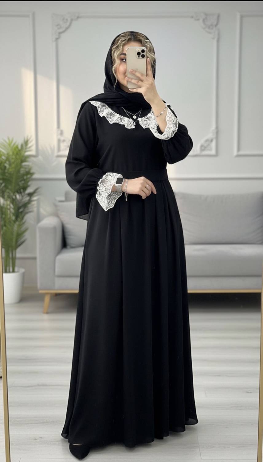 عبا یقه گیپور الیزه درجه یک تنخور عالی شیک تکرنگ 🎀🎀کد۱۳۷۵۳ راشین