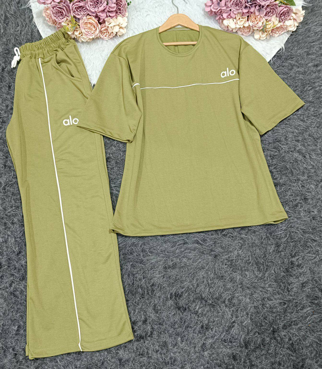 ست تیشرت شلوار الو۲۲۵ گلکسی پنبه درجه یک تنخور عالی شیک تک رنگ سدری🎀 🎀 کد ۱۳۰۸۰ لیدی