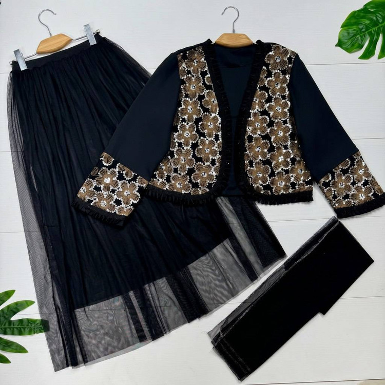 ست کت دامن و شال روناک شیک و مجلسی 😍✅1530الیشکا