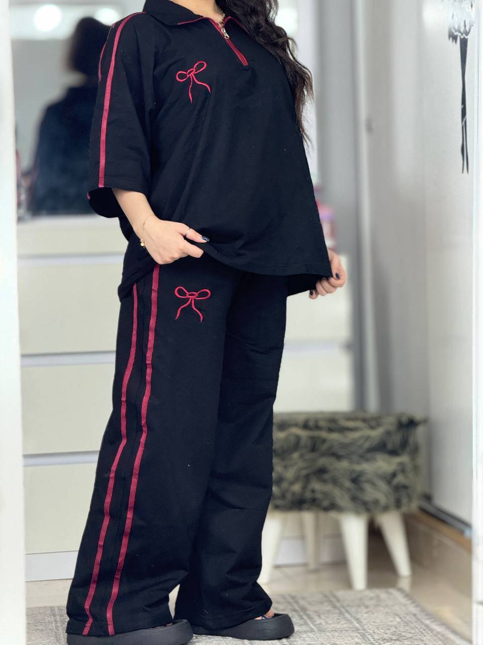 ست تیشرت و شلوار ژاله پنبه گلکسی اعلا کد12611الیشکا