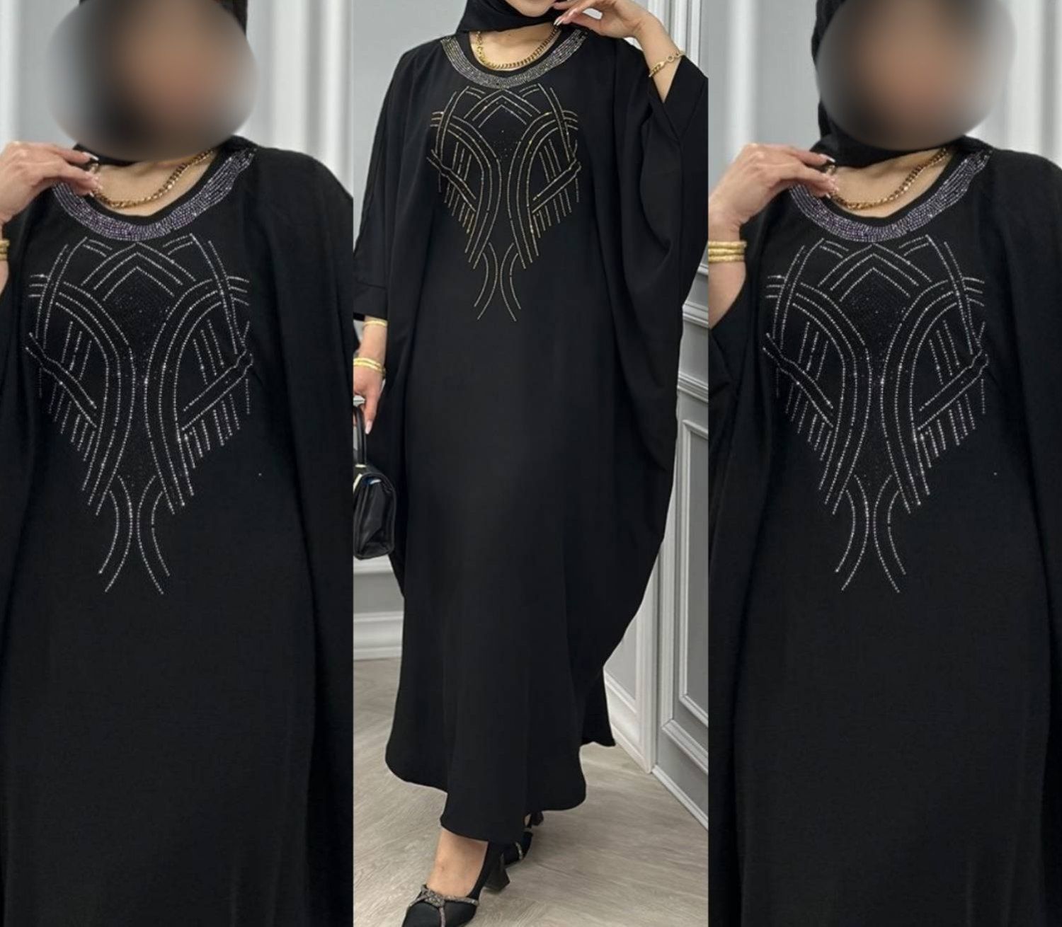 عبا بلند نگین عنکبوتی بسیار زیبا کیفیت عالی دوخت مزونی با کیفیت کد 12145🌹❤️🥰