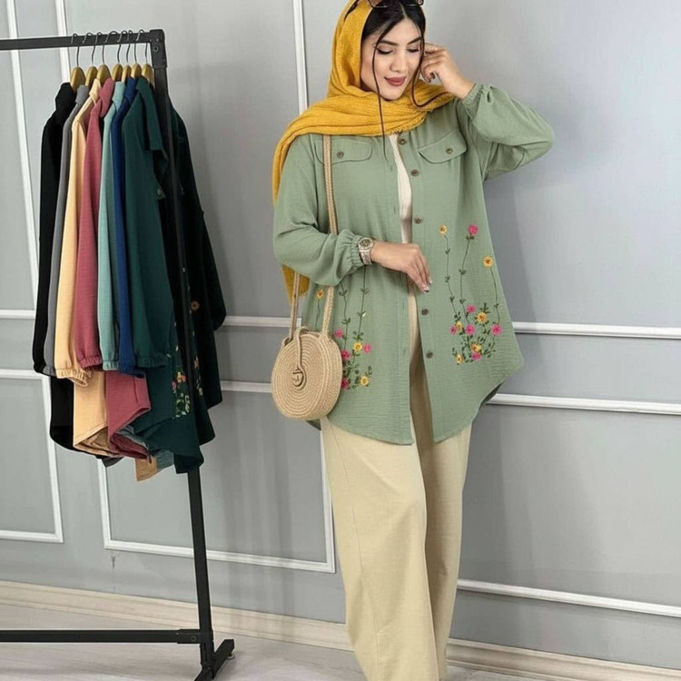 شومیز مانتویی ساناز در رنگ بندی شیک و زیبا 🎀😍کد 13725 کلار