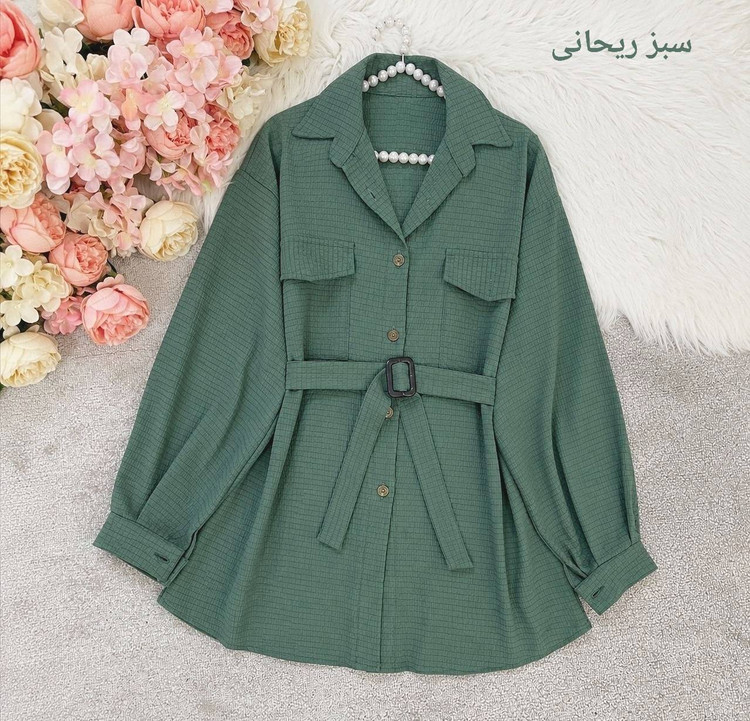 مانتو کمربند دار اطلس کیفیت تضمینی ✅❤️14034تنیس