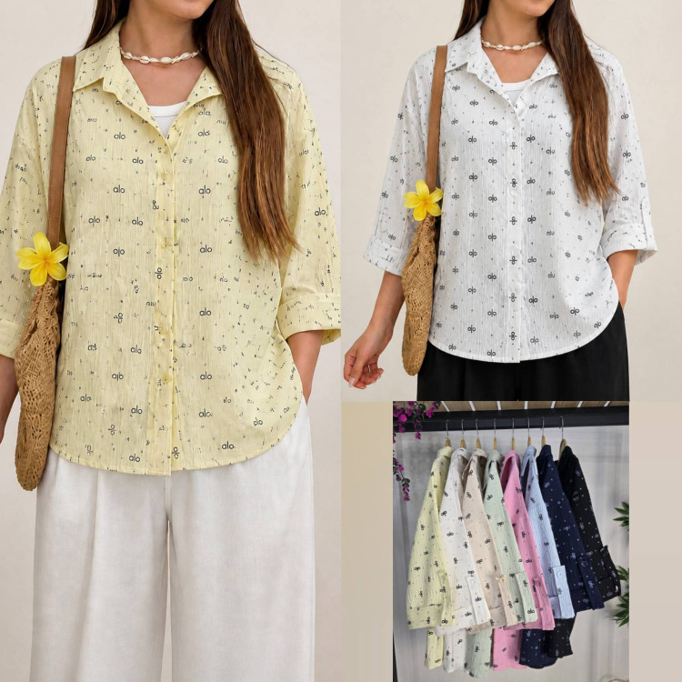 شومیز alo ینزی لمه دار بهاری شیک وخنک در رنگبندی زیبا 🎀 🎀 کد ۱۳۸۸۲ ستشو