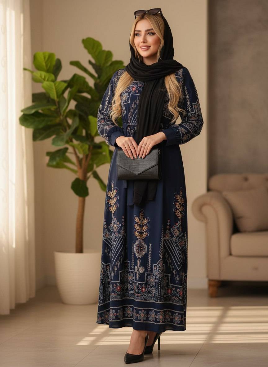 پیراهن سنتي یقه دار چین دار زیبا وجذاب تنخور عالی در رنگبندی زیبا 🌈 🌈 کد ۳۲۱۳ دلتا
