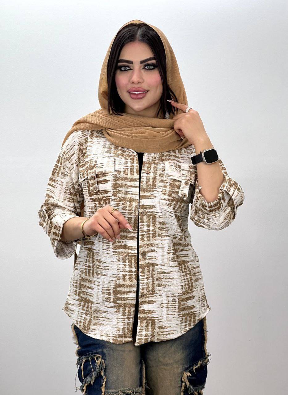 شومیز مانتوی ابرنگی نخی زیبا و جذاب 🌈 🌈 کد ۱۰۲۵۰ فاروین