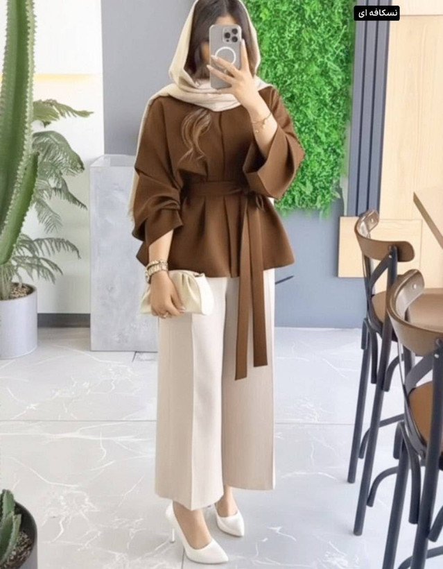 ست مانتو و شلوار بهاره مازراتی اعلا در رنگ بندی کد 4982 سیمو