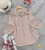 شومیز گلدوزی شبدر تنخور شیک تک رنگ کرم🥰🎀کد 15208 کلار
