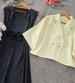 کت سارافون نگار تنخور شیک و زیبا تک رنگ لیمویی🎀🥰کد3250 کلار