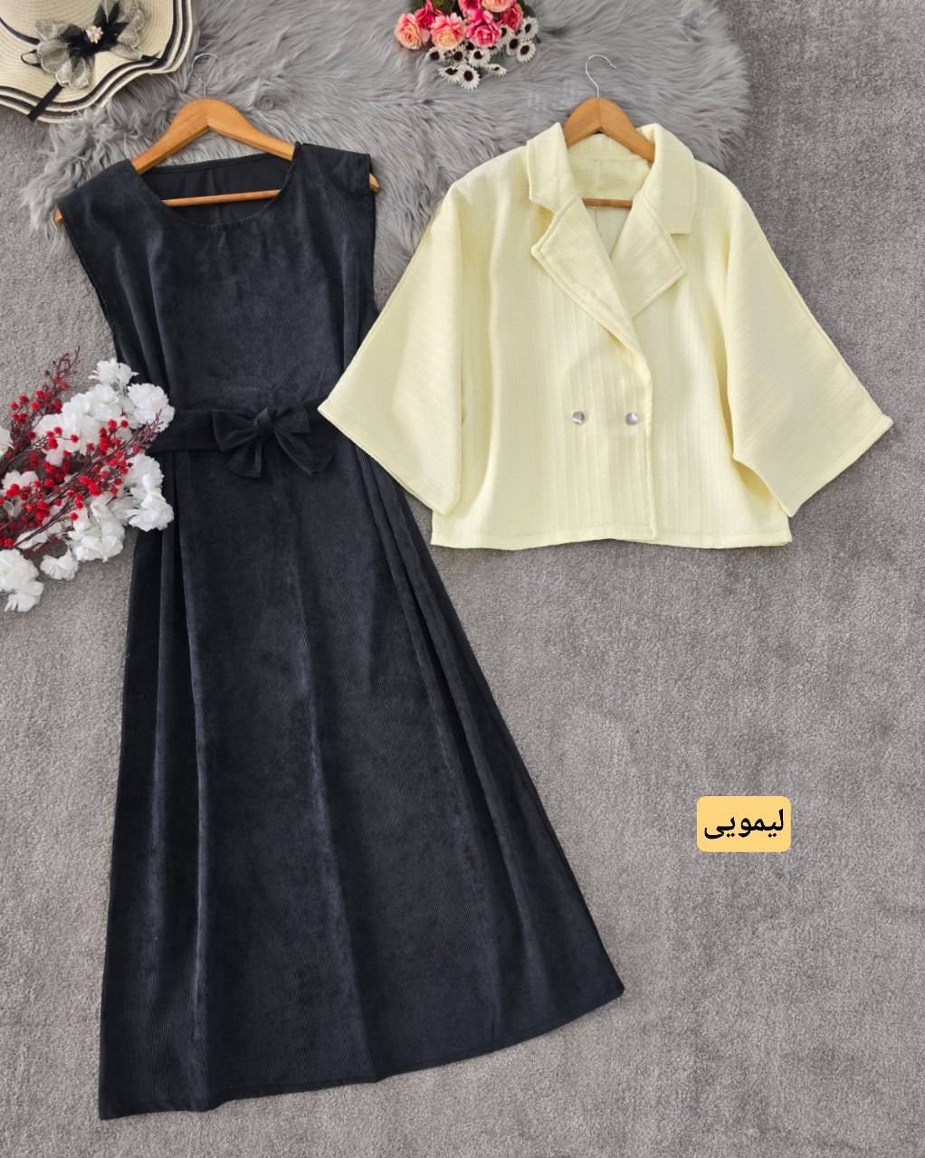 کت سارافون نگار تنخور شیک و زیبا تک رنگ لیمویی🎀🥰کد3250 کلار