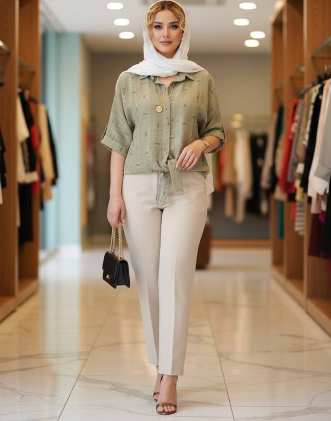 شومیز گره ای Miu تنخور شیک و رنگ بندی زیبا 🎀😍کد 15514 کلار