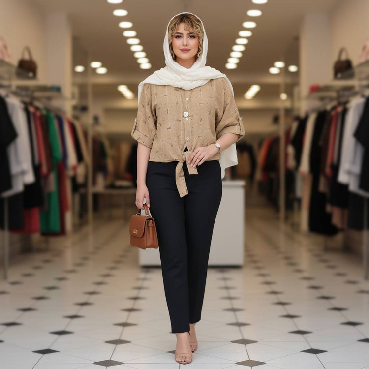 شومیز گره ای Miu تنخور شیک و رنگ بندی زیبا 🎀😍کد 15514 کلار