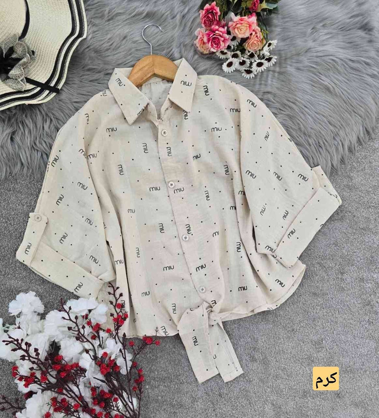 شومیز گره ای Miu تنخور شیک و رنگ بندی زیبا 🎀😍کد 15514 کلار