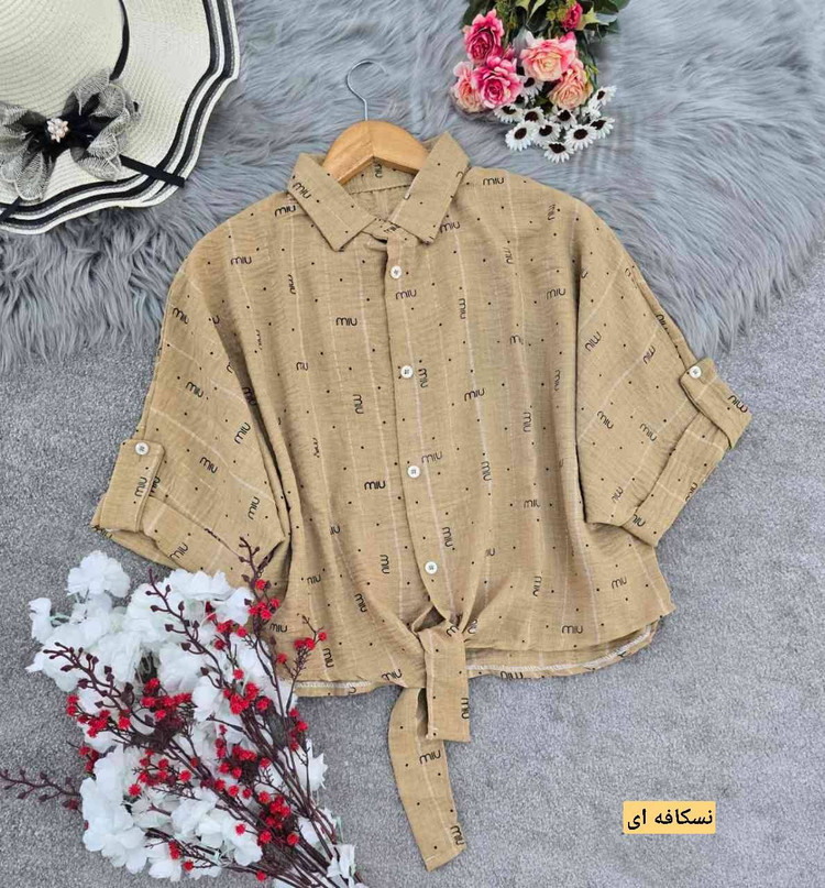 شومیز گره ای Miu تنخور شیک و رنگ بندی زیبا 🎀😍کد 15514 کلار