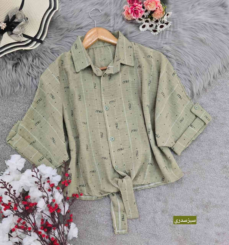 شومیز گره ای Miu تنخور شیک و رنگ بندی زیبا 🎀😍کد 15514 کلار