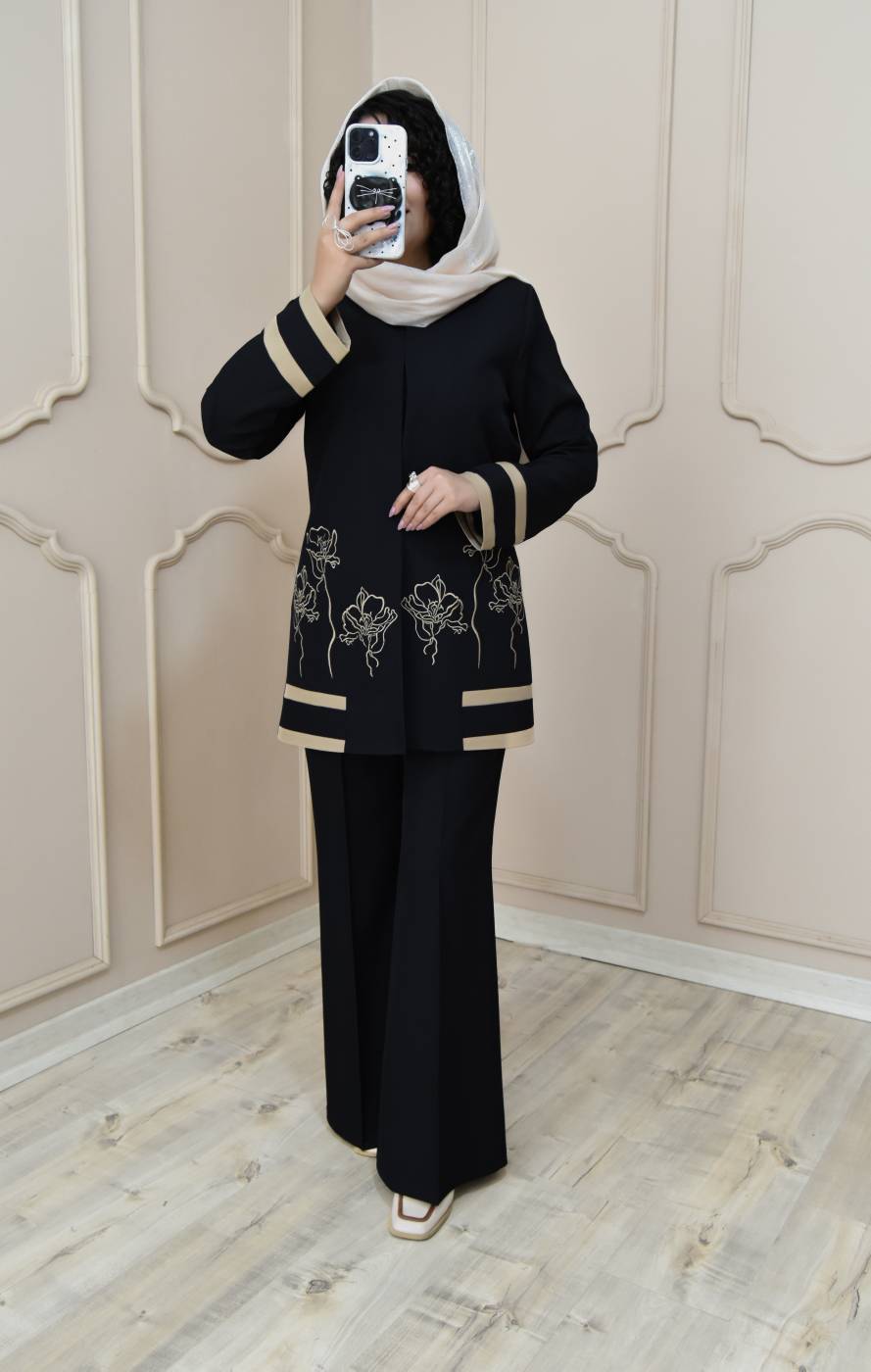 کت شلوار گلدوزی رویا زیبا و مجلسی ❤️✅7588آمیگل