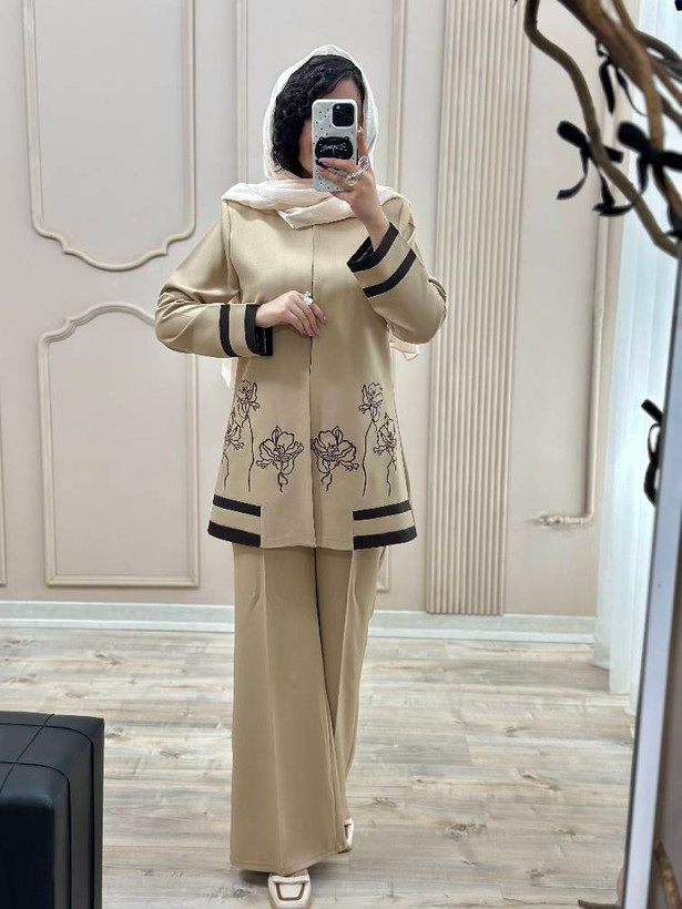 کت شلوار گلدوزی رویا زیبا و مجلسی ❤️✅7588آمیگل